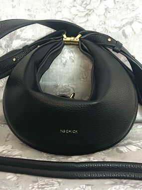 🌖NEW NSCHICK 4-in-1 Convertible Crescent Bag – Black Leather NWOT